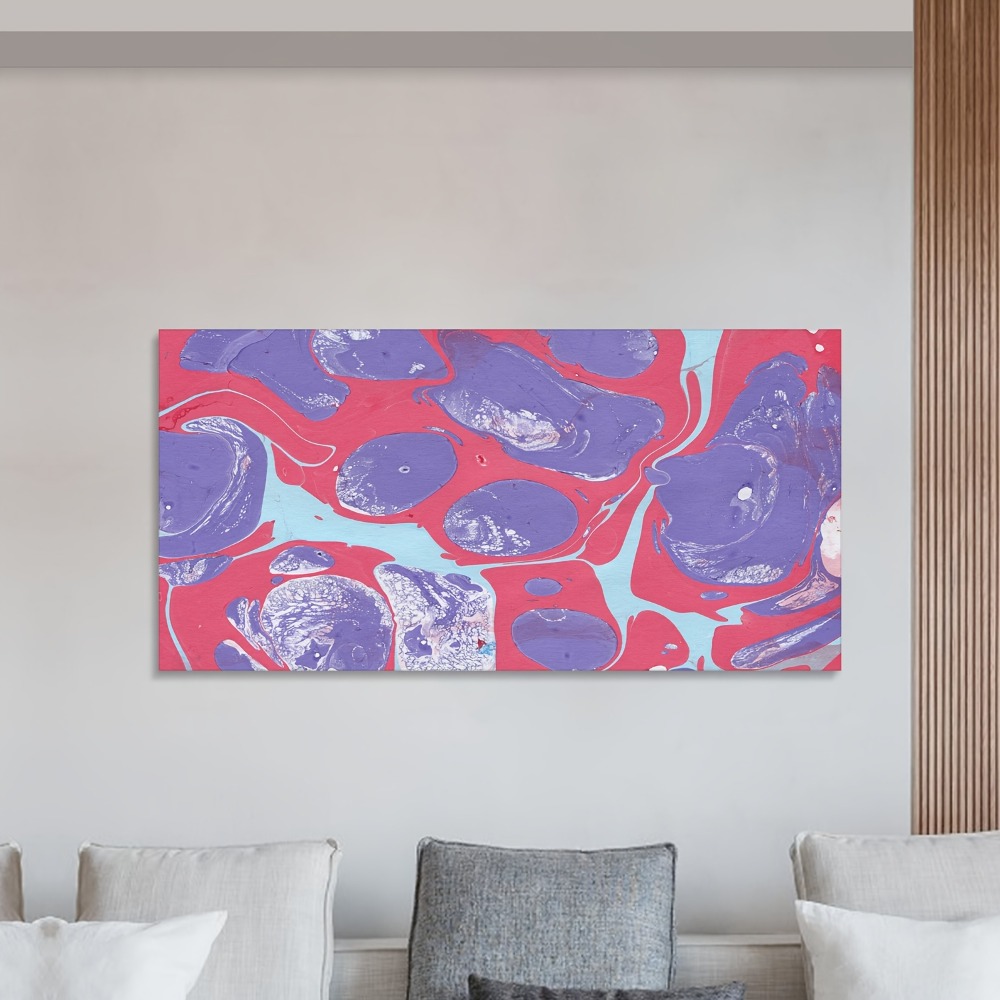 Art Print Framed - Abstract liquid painted oil mural, red