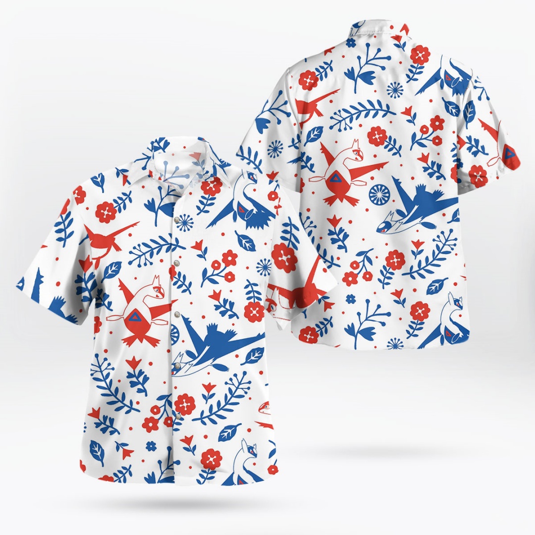Pokemon Anime Merchandise - Pokemon Aloha Latias Latios Hawaiian Shirt