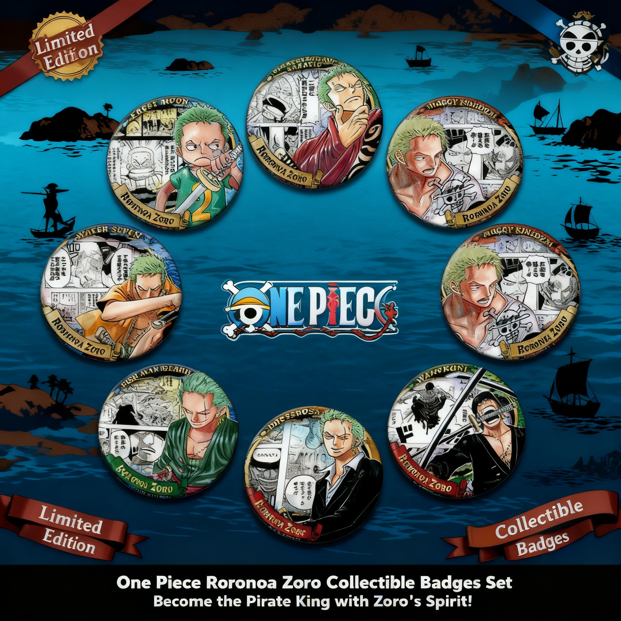 Zoro Anime Merchandise - One Piece Anime Zoro Figure Badge