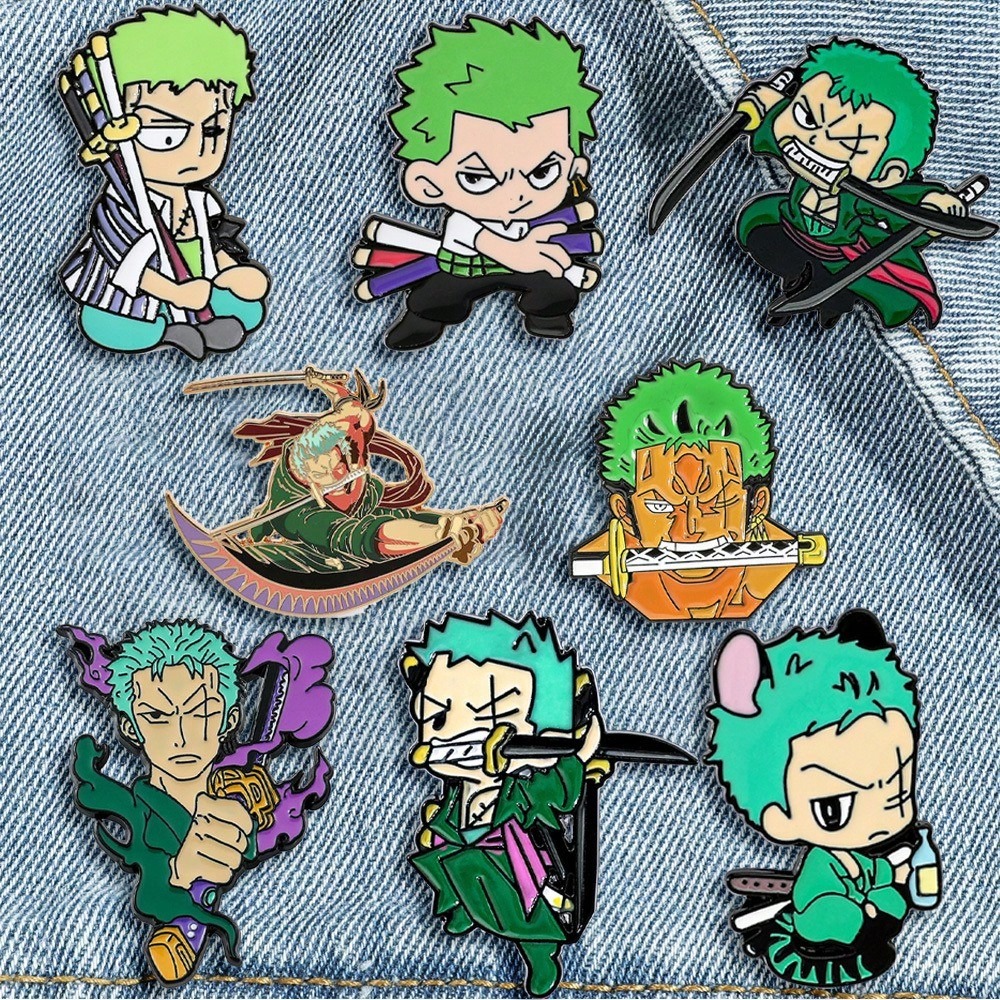 Zoro Anime Merchandise - 8 Pcs Classic Figure Brooch Personality