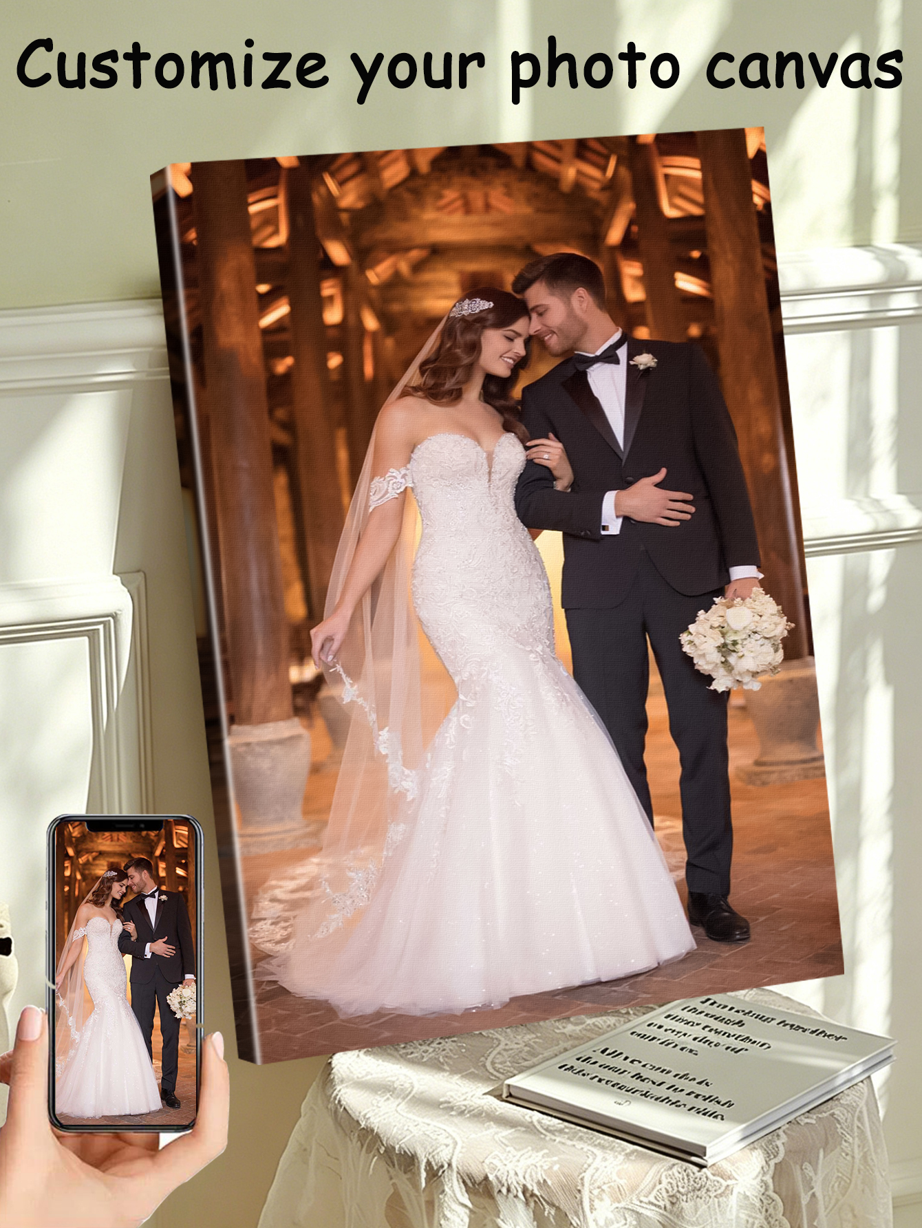 Art Print Framed - 1 customized photo canvas, optional DIY