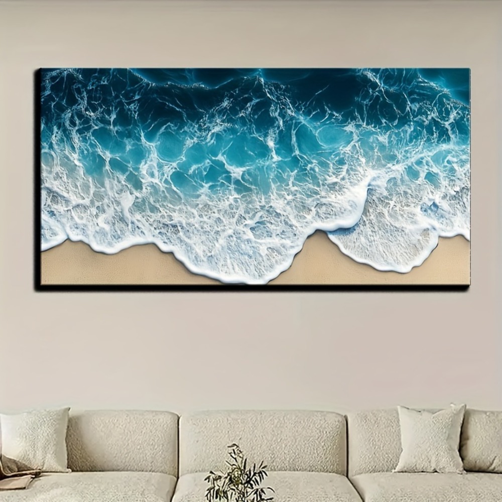 Blue wave texture print painti - مراجعة Art Print Framed وسعره