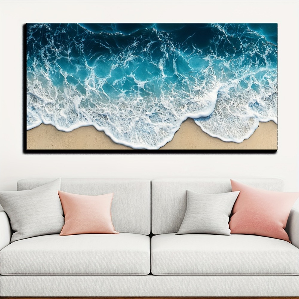 Blue wave texture print painti - مراجعة Art Print Framed وسعره