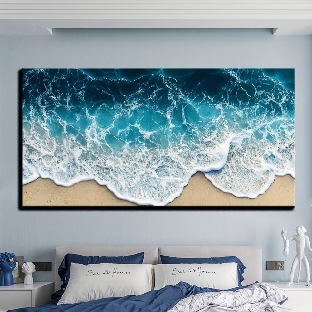 Blue wave texture print painti - مراجعة Art Print Framed وسعره