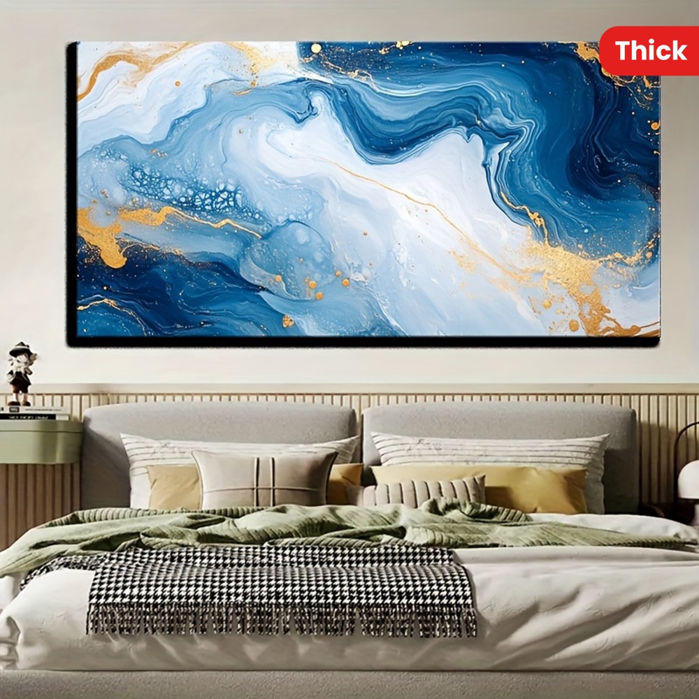 Solid wood frame Abstract blue - مراجعة Art Print Framed وسعره
