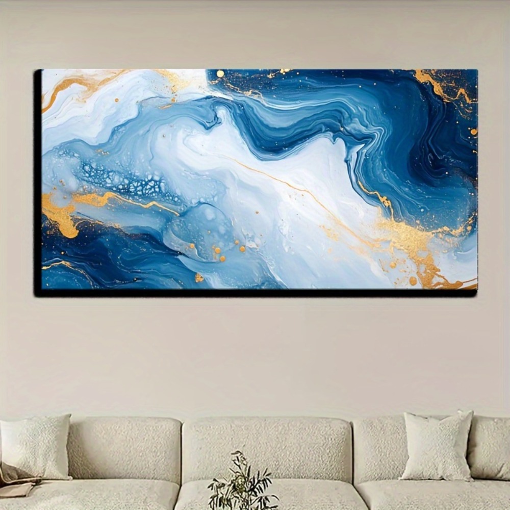 Solid wood frame Abstract blue - مراجعة Art Print Framed وسعره