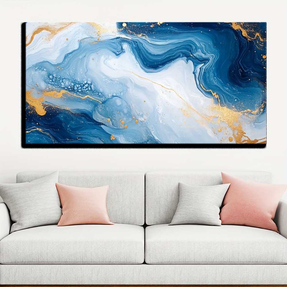 Solid wood frame Abstract blue - مراجعة Art Print Framed وسعره