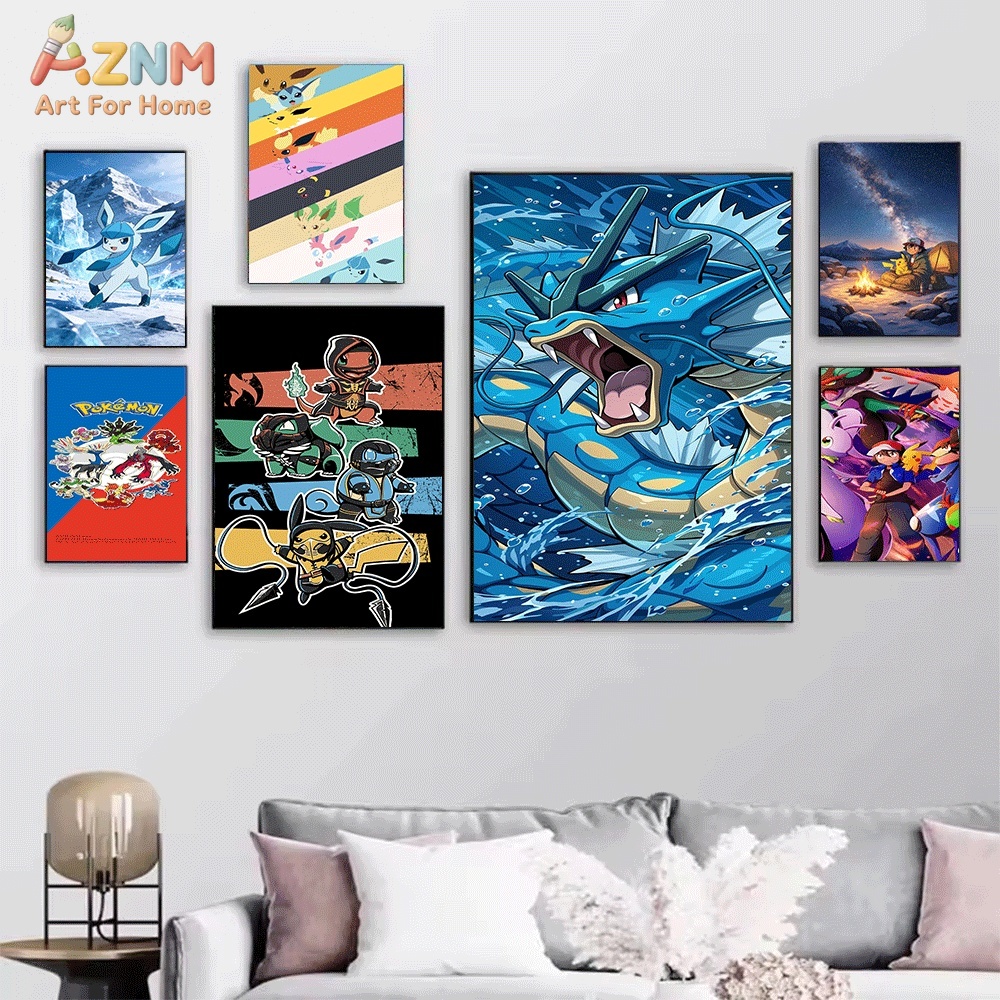 AZNM Anime Pokemon Canvas Wall - مراجعة Anime Poster Print وسعره