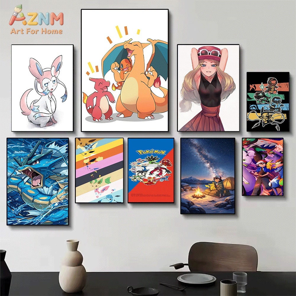 AZNM Anime Pokemon Canvas Wall - مراجعة Anime Poster Print وسعره