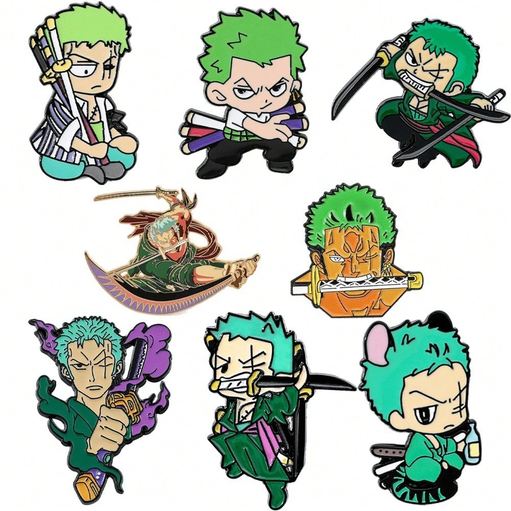 8 Pcs Classic Figure Brooch Pe - مراجعة Zoro Anime Merchandise وسعره